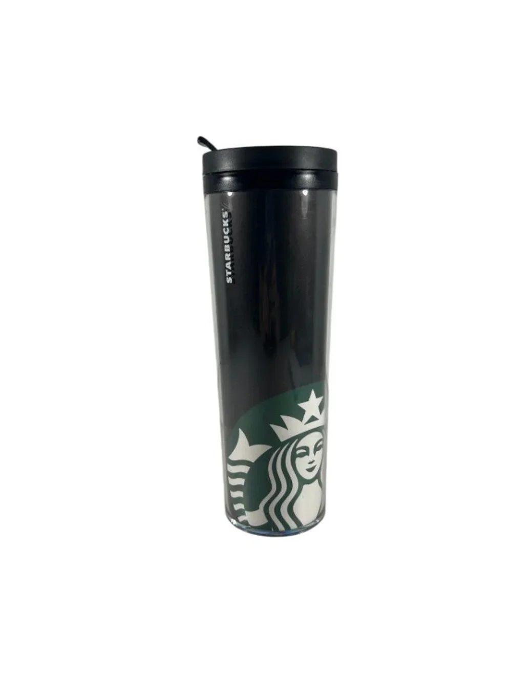 2011 Starbucks Plastic Travel Tumbler Coffee Mug Black Green Siren 20 oz